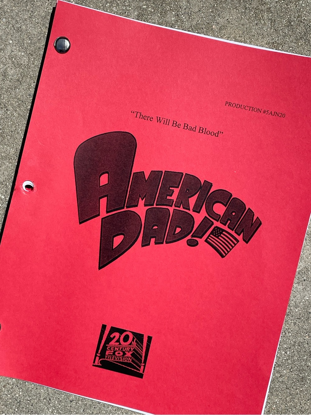 American Dad 2009 There Will Be Bad Blood Production Used Table Draft Script
